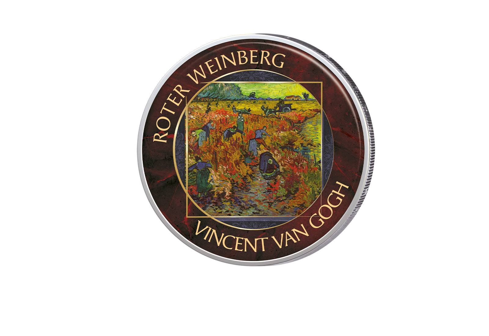 2 Euro mit Farbapplikation Roter Weinberg Van Gogh