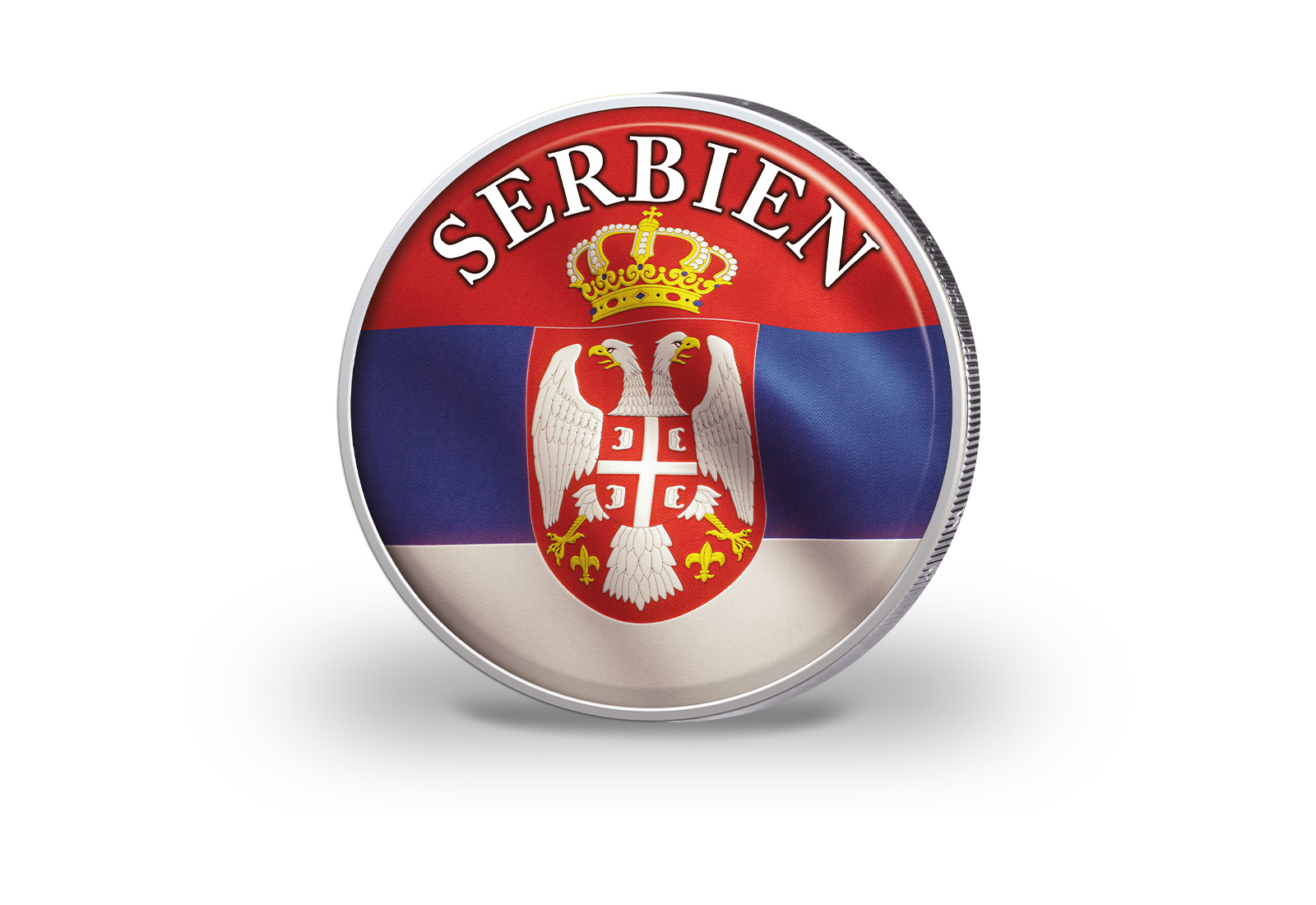 2 Euro vergoldet Serbien Flagge mit Farbmotiv