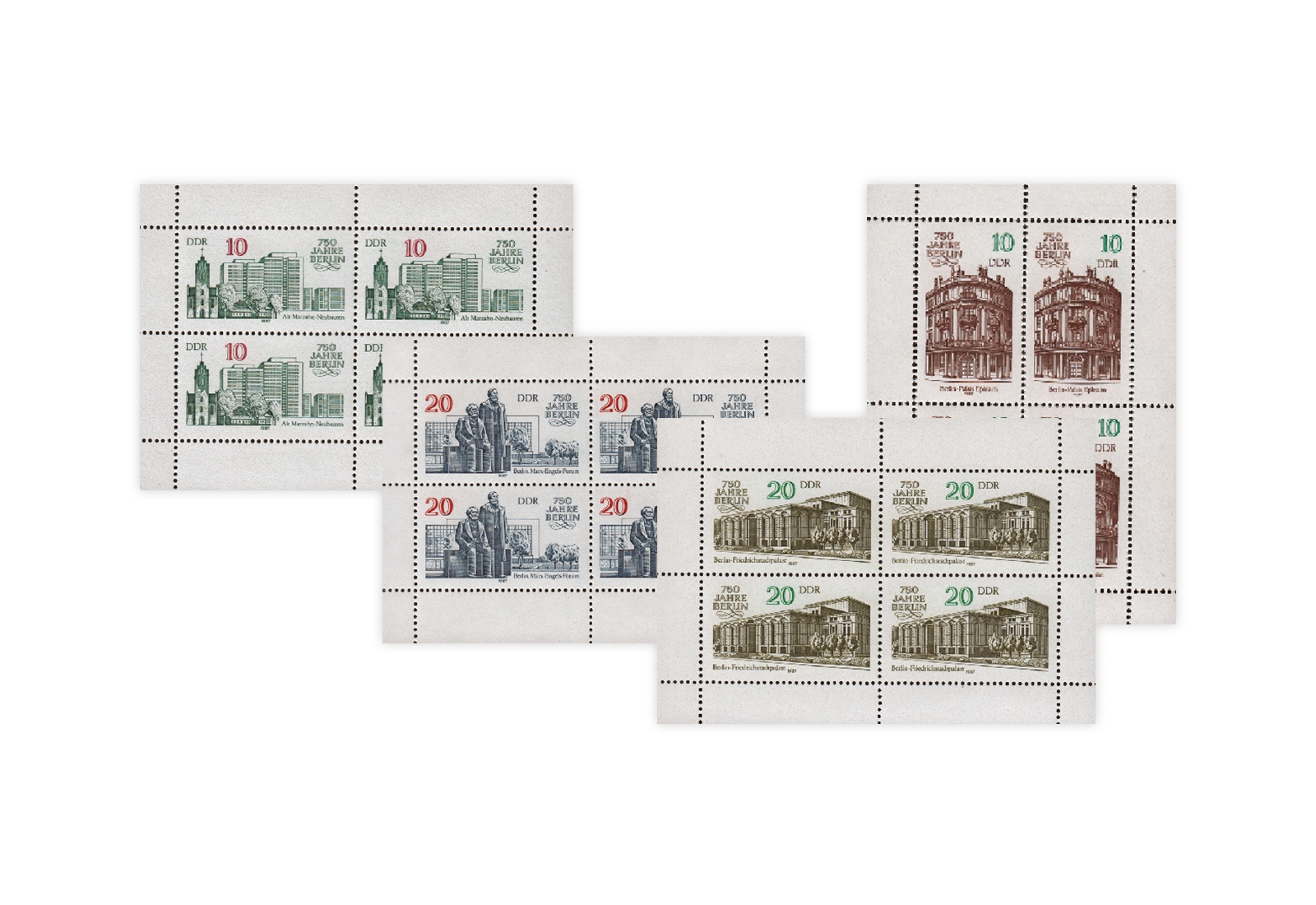 Briefmarken DDR Kleinbogen 1987 Michel-Nr. 3075/3078 gestempelt