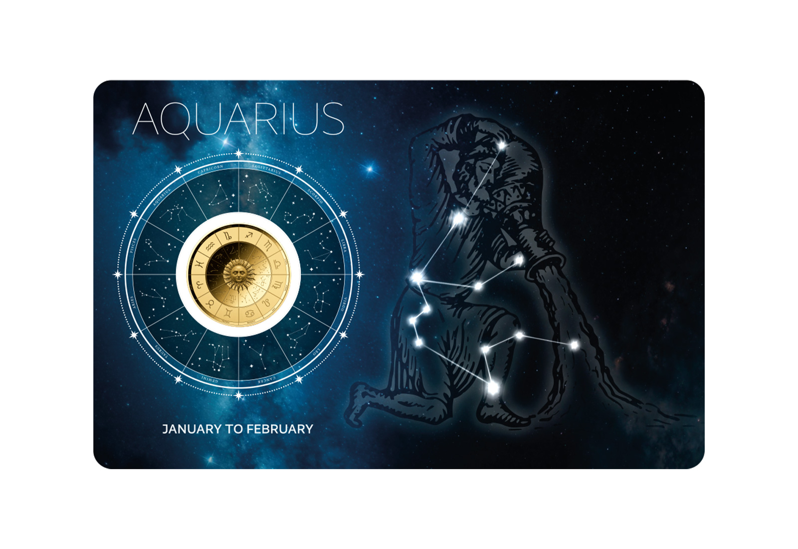 Goldmünze Sternzeichen Wassermann Coincard Feinheit 999/1000 Gold Geschenk