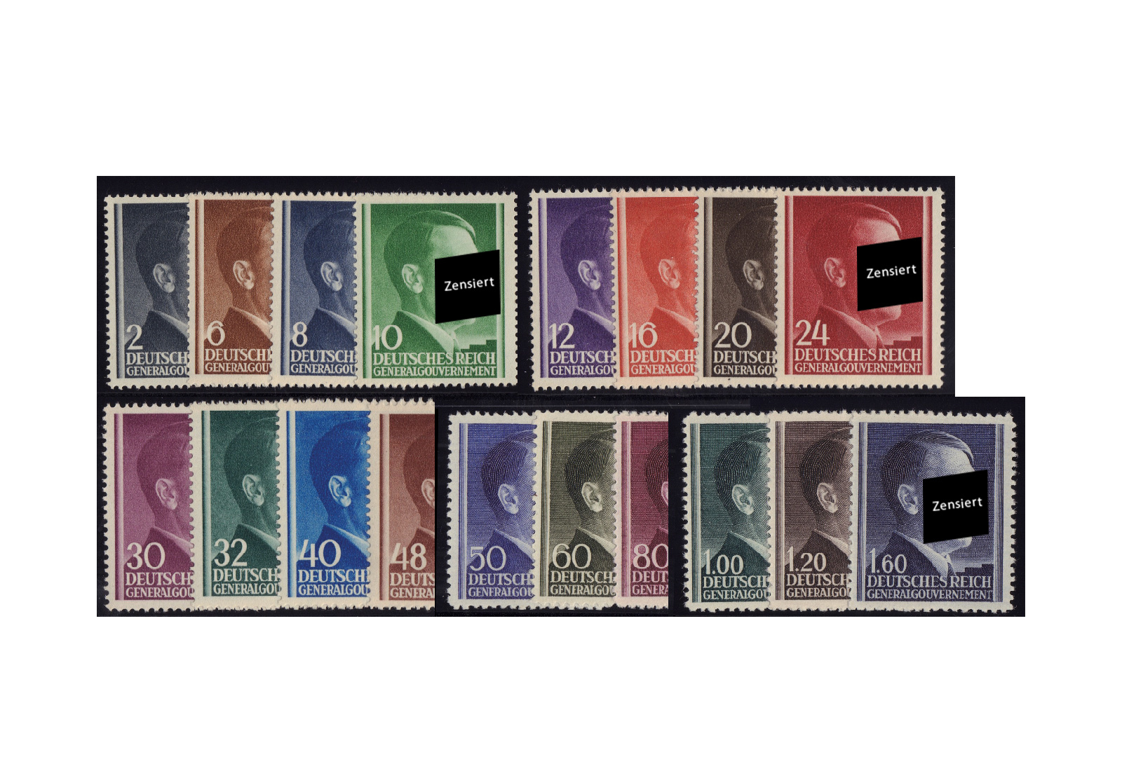 Generalgouvernement Freimarken: Adolf Hitler 1942 Michel Nr. 71/88 A postfrisch