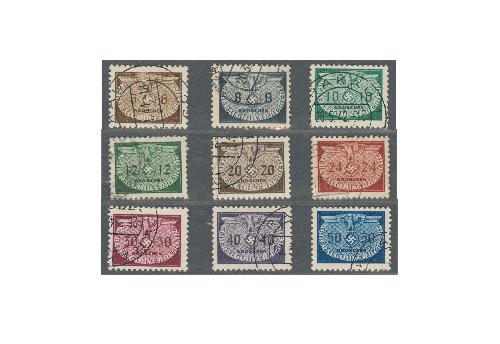 Generalgouvernement Dienstmarken 1940 Michel Nr. 16/24 gestempelt