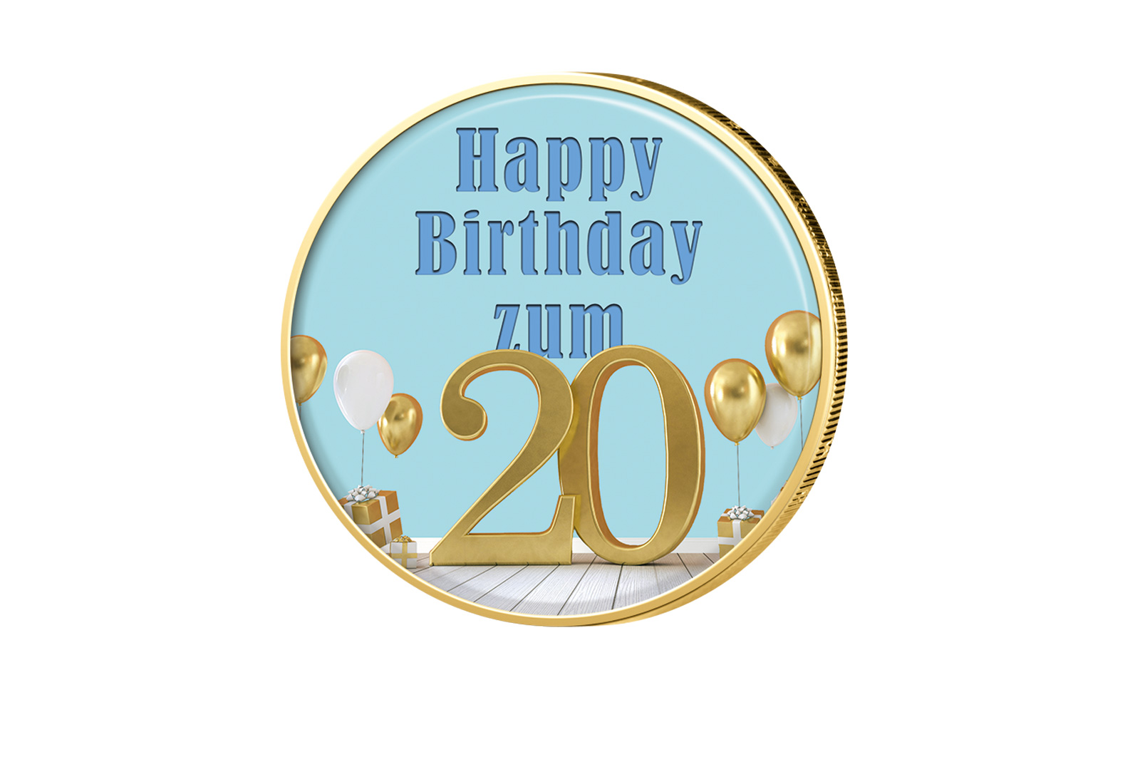 2 Euro vergoldet 20. Geburtstag mit Farbmotiv