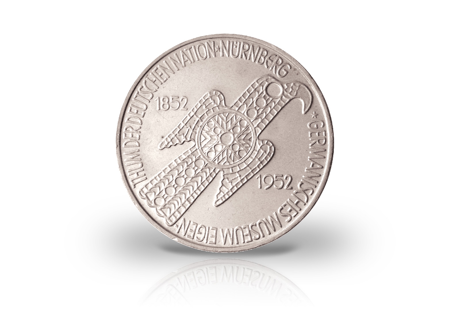 5-DM-Silbermünze 1952 BRD - Germanisches Museum - Jaeger-Nr. 388