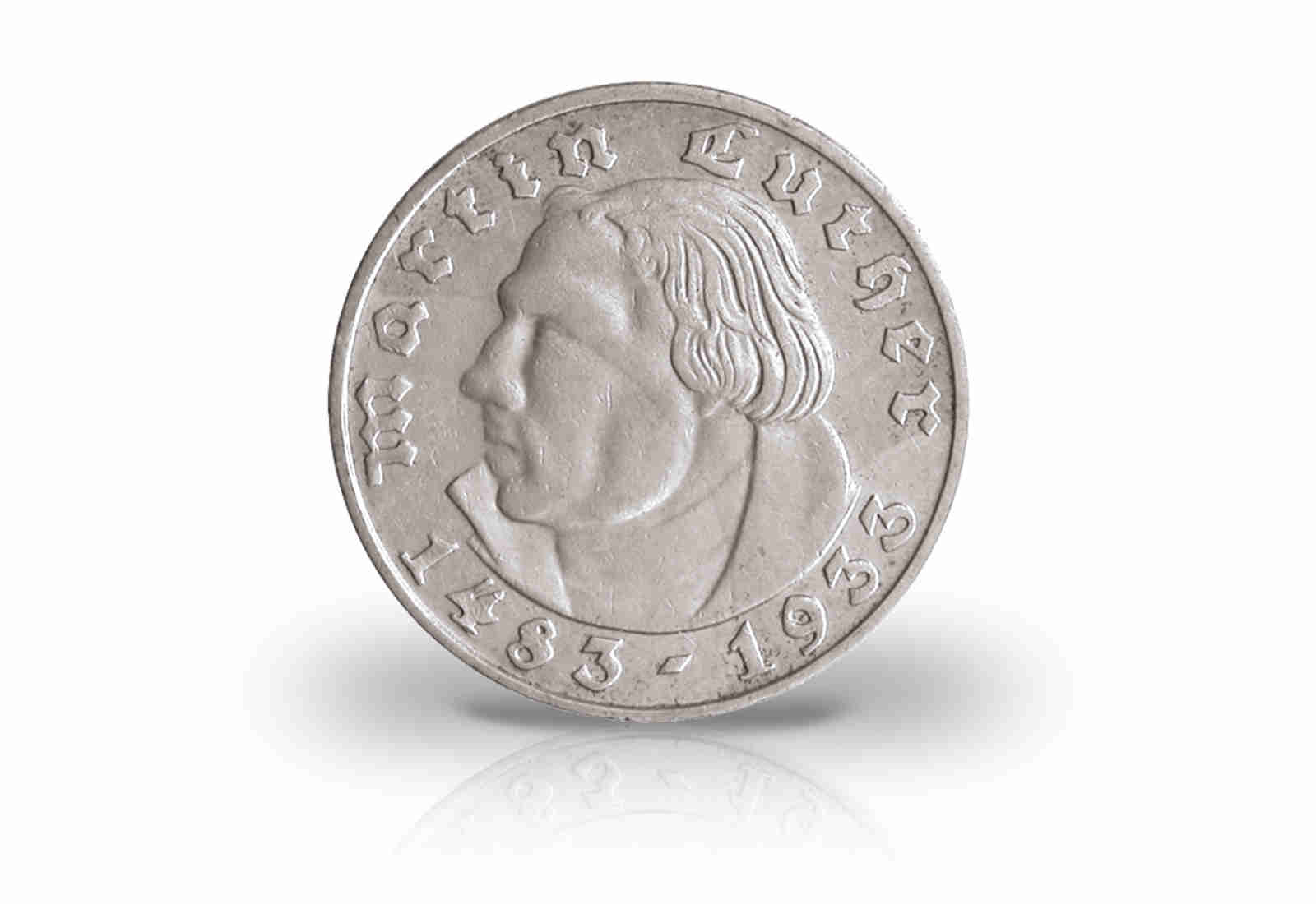 2 Reichsmark 1933 Drittes Reich Martin Luther Prägestätte G Jaeger-Nr. 352