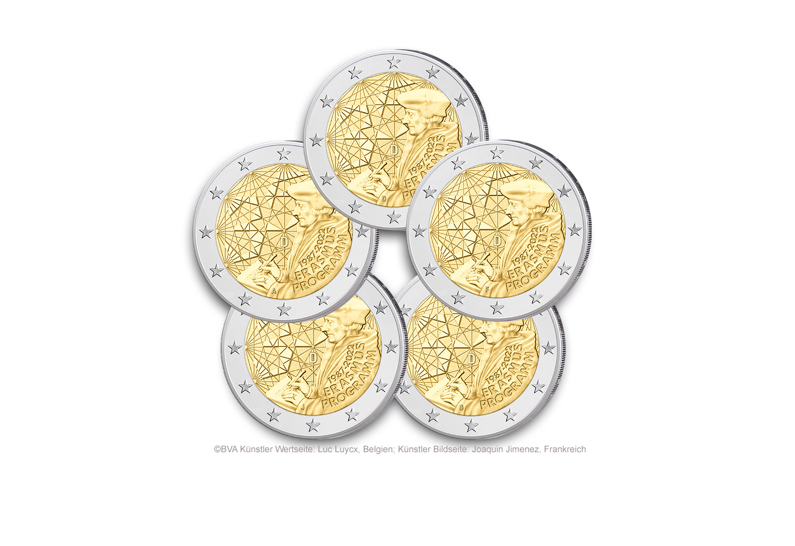2 Euro Deutschland 2022 35 Jahre Erasmus-Programm st Prägestätte A-J im Blister