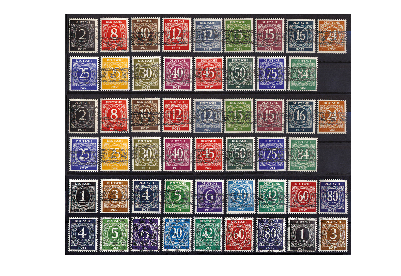 Briefmarke Bizone Ziffern-Überdrucke 1948 postfrisch