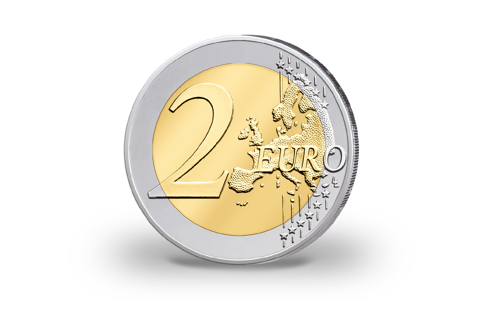 2 Euro vergoldet Ungarn Flagge mit Farbmotiv