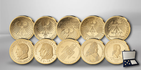 Die Ersten Fünf Neuprägungen in Gold mit Etui