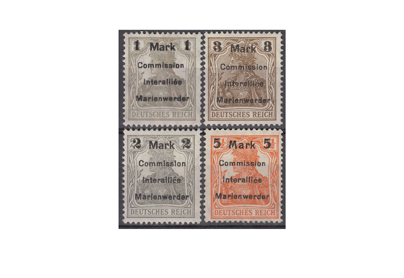 Briefmarke Marienwerder MiNr.: 22-25 ** Dt. Abstimmungsgebiete