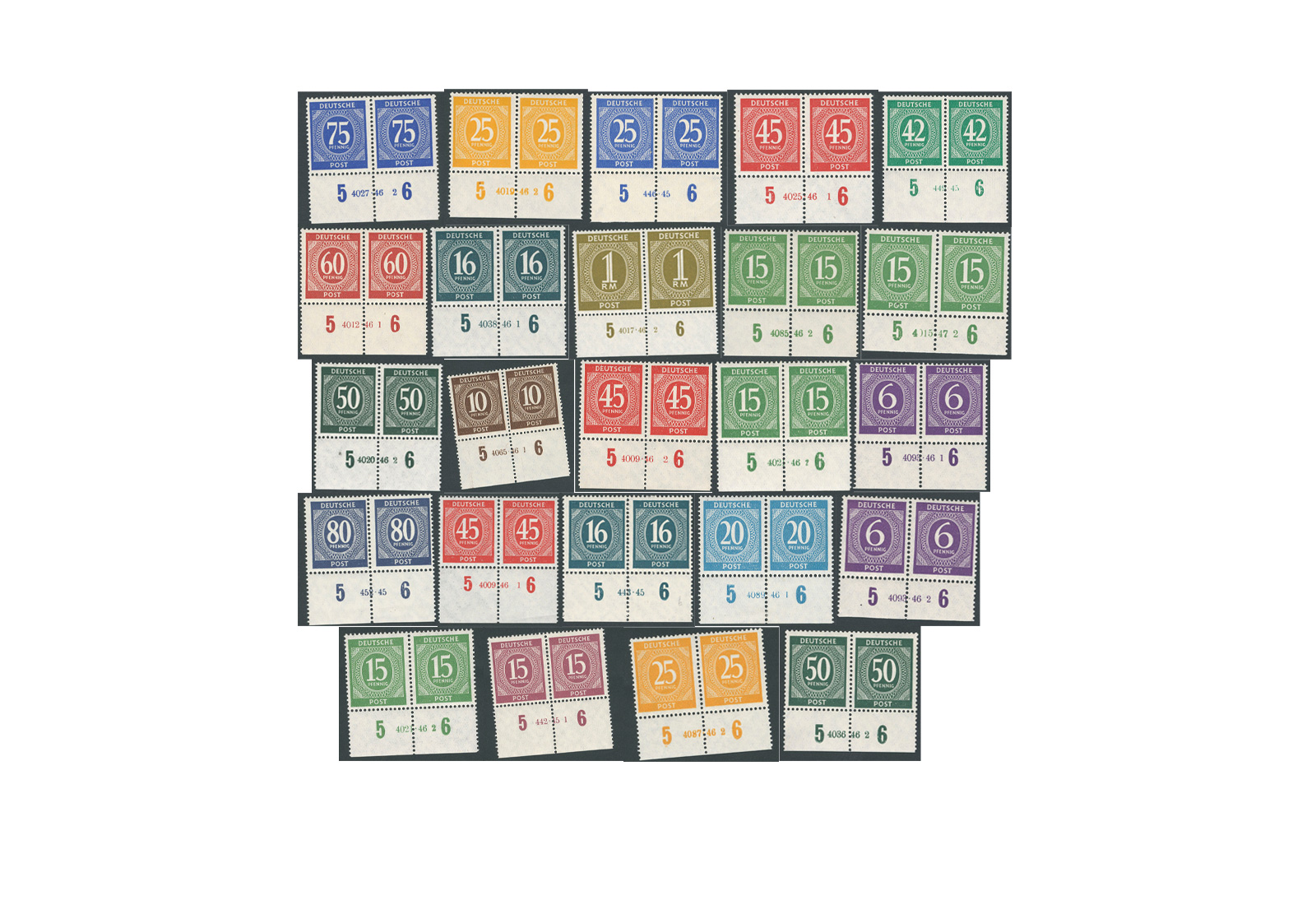 Briefmarken-Kollektion Kontrollrat Hausauftragsnummern