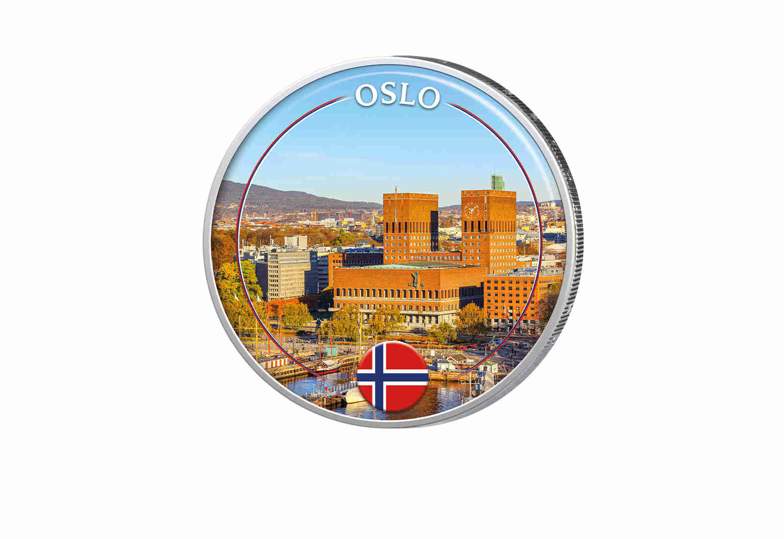 2 Euro mit Farbapplikation Oslo - Norwegen