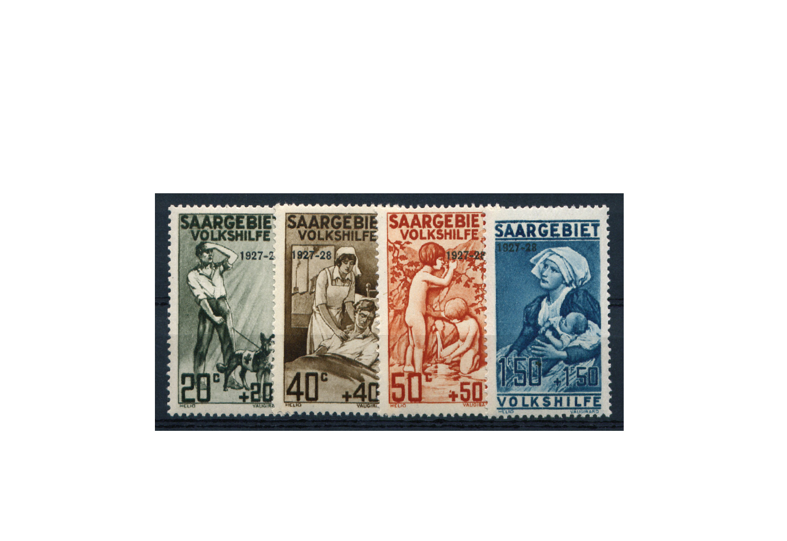 Briefmarken Deutsches Reich Saargebiet Volkshilfe 1927 Michel-Nr. 122-125 postfrisch