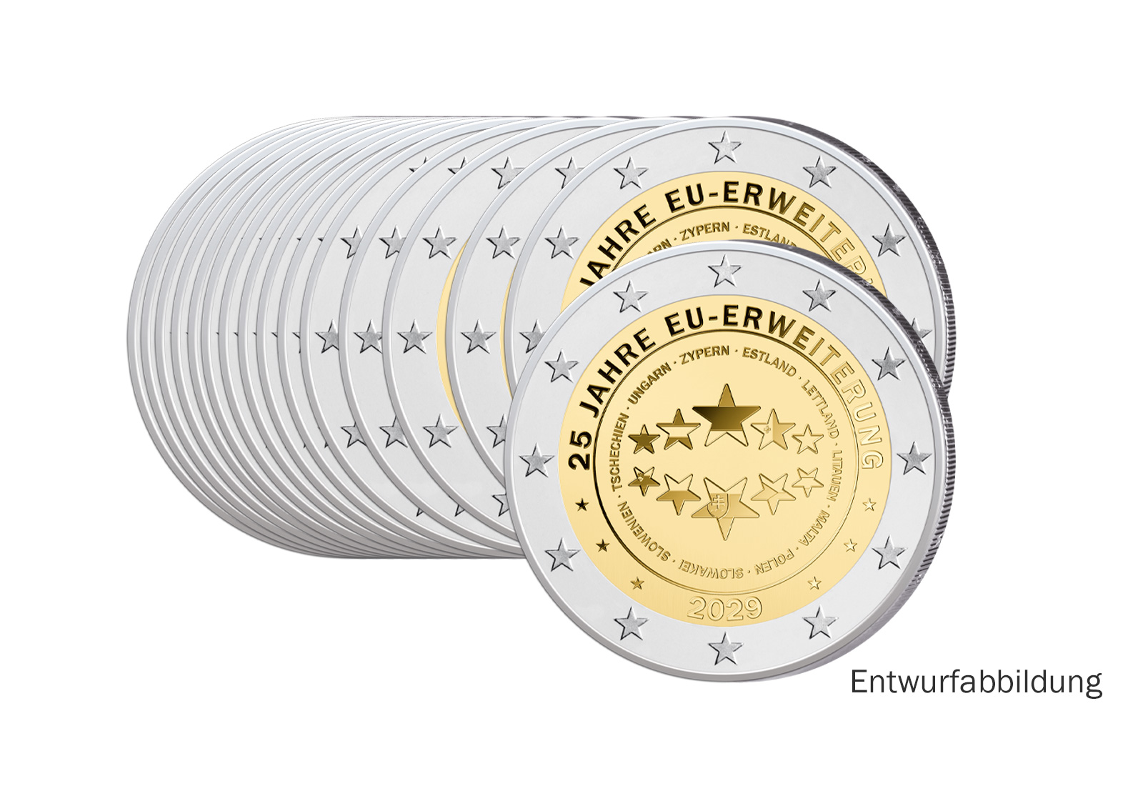 25er-Set 2 Euro 2029 25 Jahre EU Erweiterung bfr. inklusive Sammelalbum