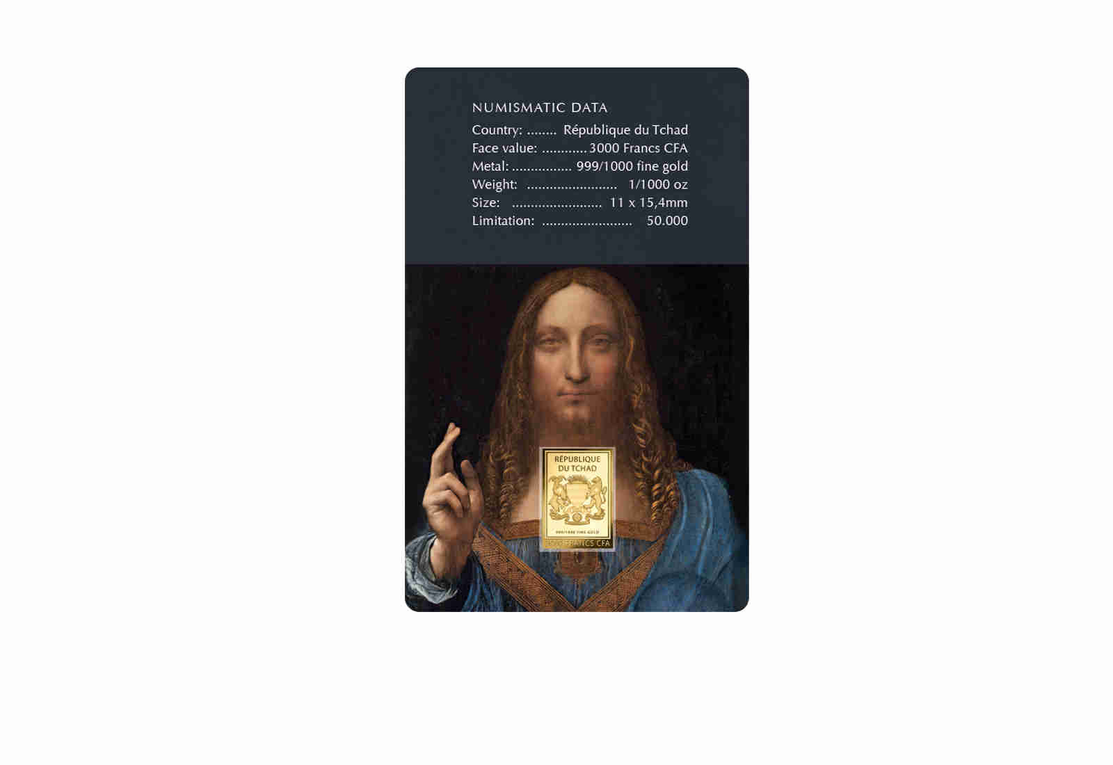 Goldmünze Motiv "Salvator Mundi" Coincard 999/1000 Gold Geschenk