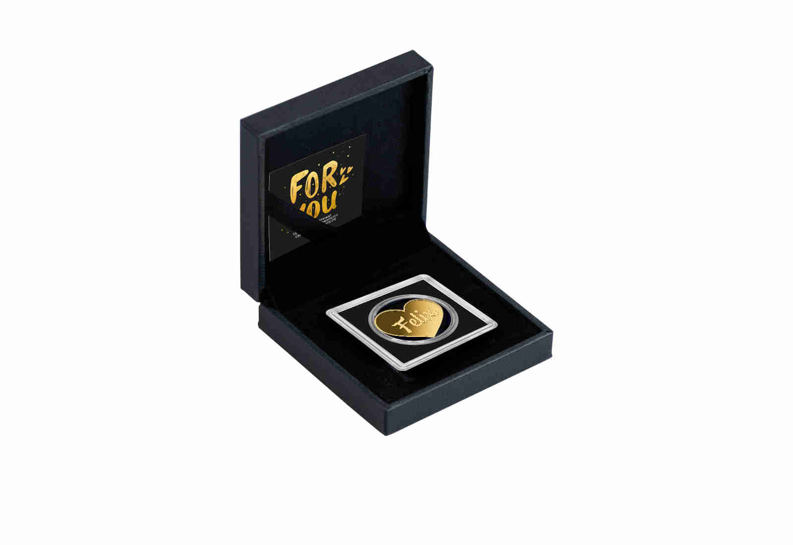 Goldmünze Motiv "Herz Felix" 999/1000 Gold im Geschenketui