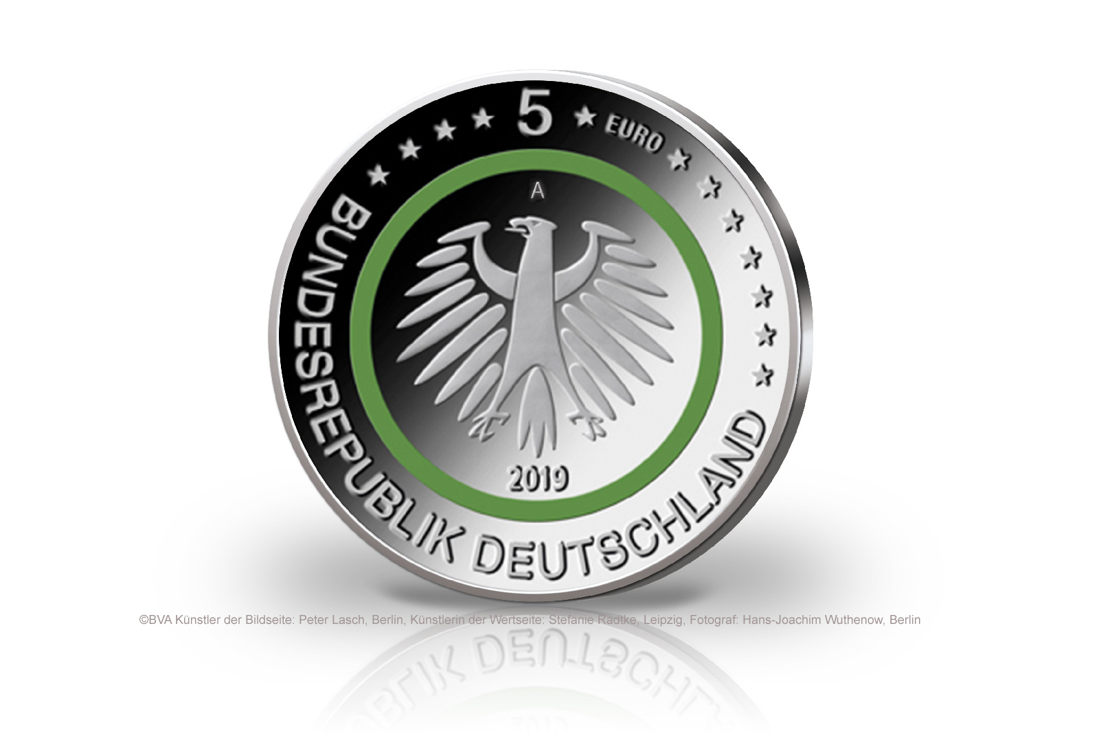 5 Euro 2019 Deutschland Gemässigte Zone mit Polymerring st Prägestätte A