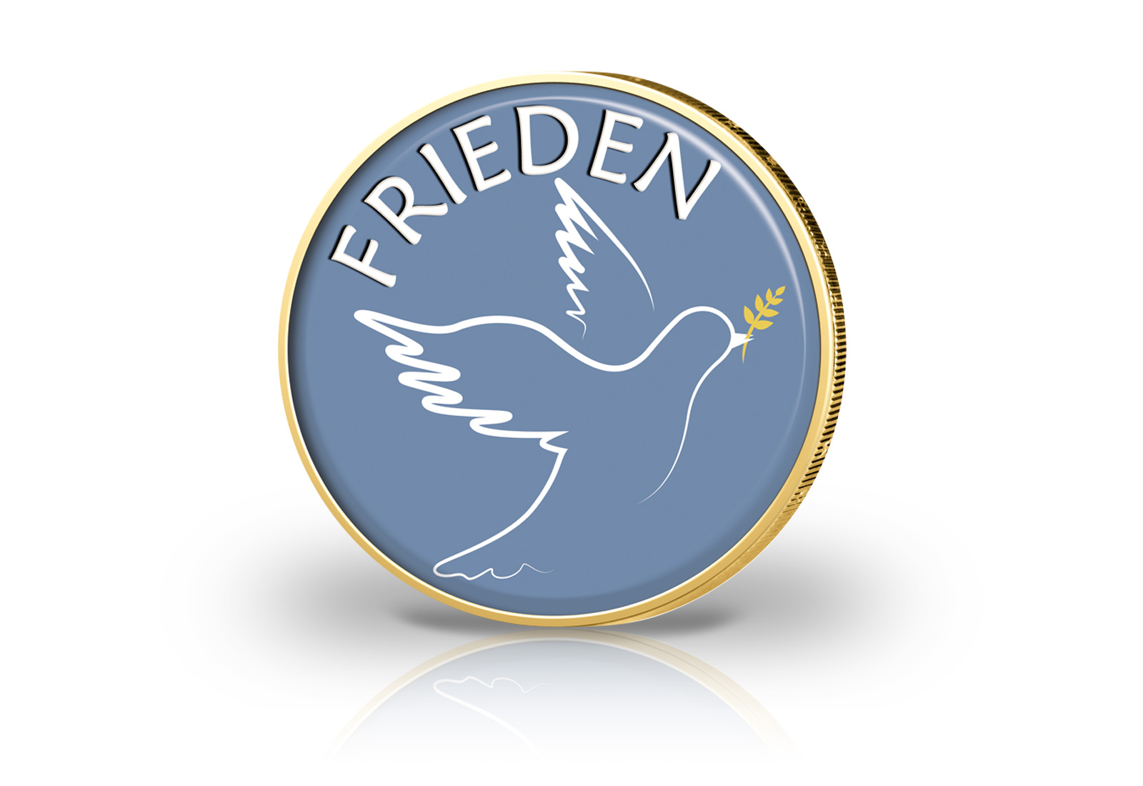 2 Euro vergoldet mit Farbmotiv Frieden Motiv 1