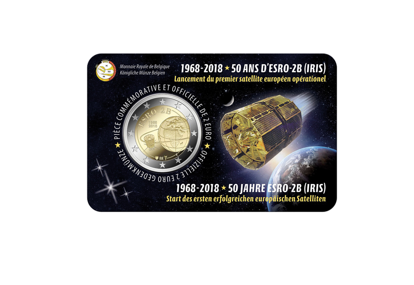 2 Euro 2018 Belgien 50 Jahre Start Satellit ESRO st in Coincard