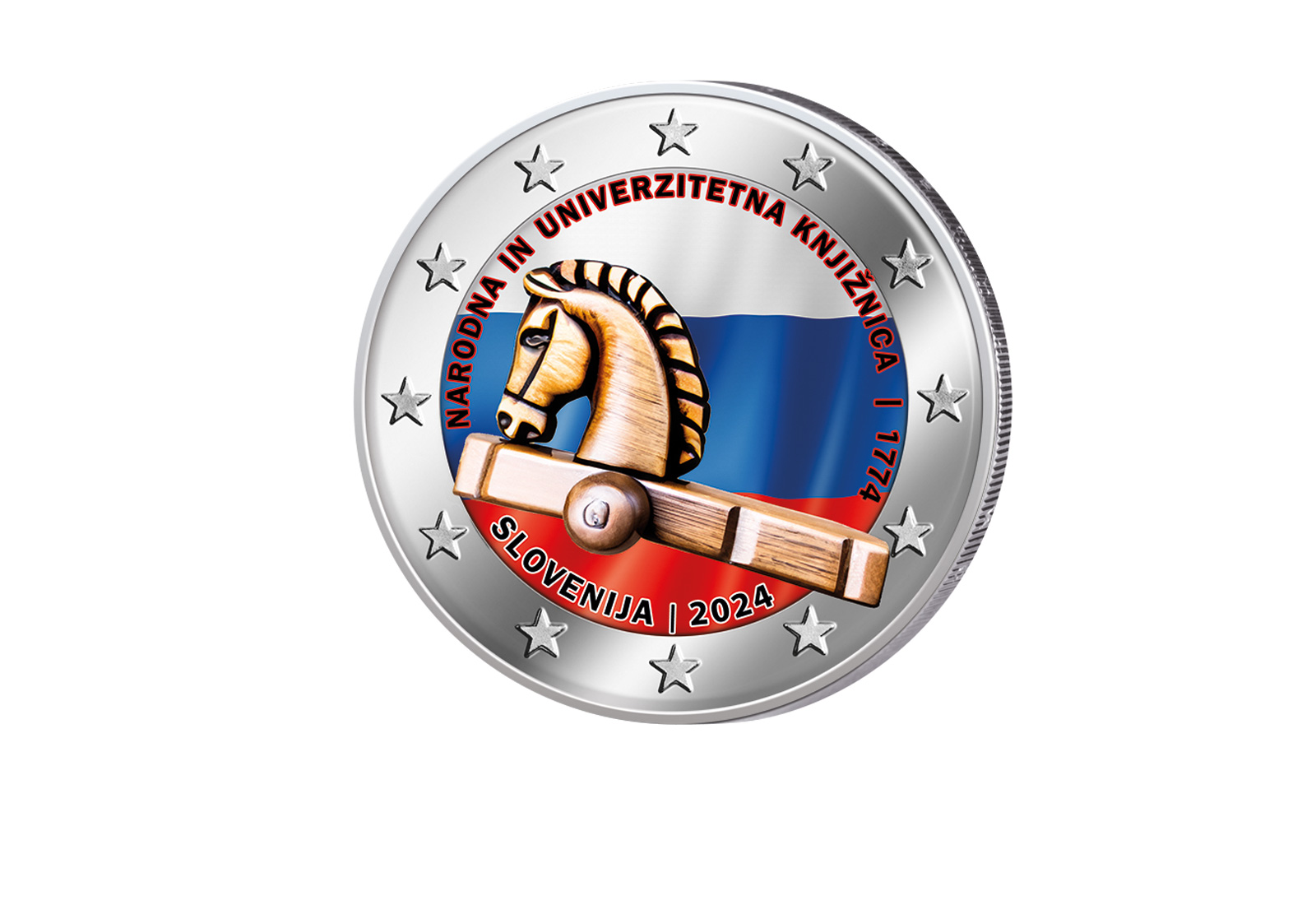 2 Euro 2024 Slowenien 250 Jahre National- und Universitätsbibliothek mit Farbmotiv