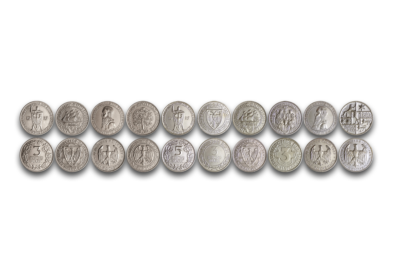 Komplettsammlung Silbermünzen Weimarer Republik 1925-1932