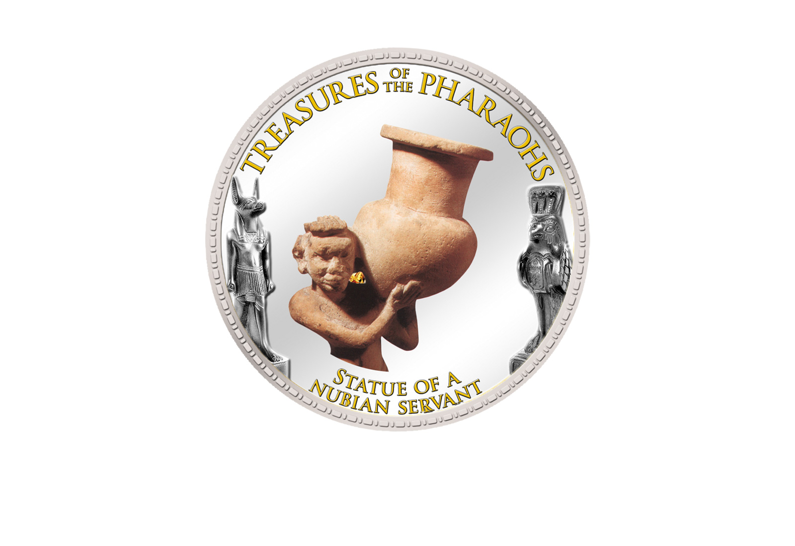 1 Pfund Ägypten Statue Diener nubisch, 999,9 Goldauflage mit Farbmotiv