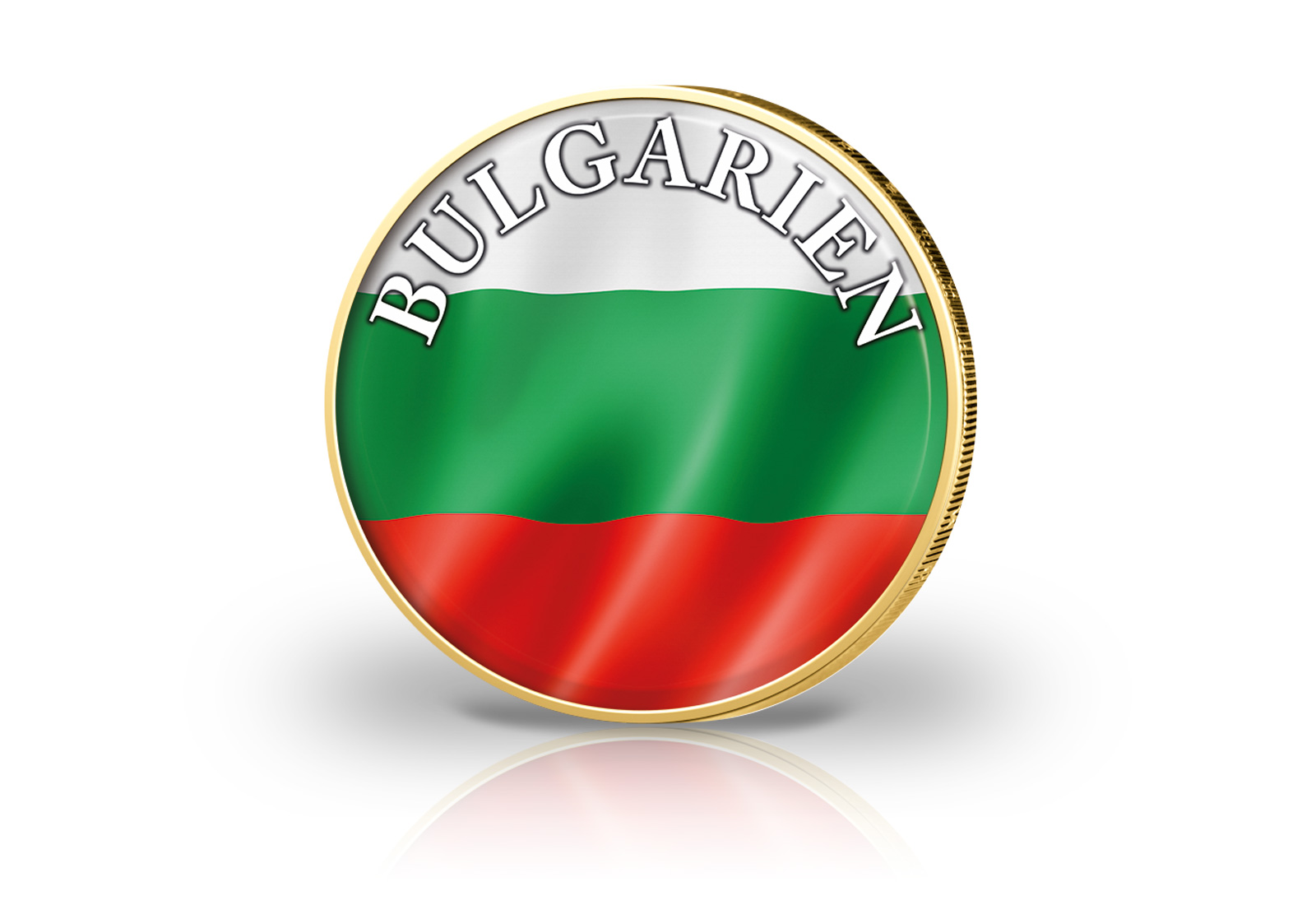 2 Euro vergoldet Bulgarien Flagge mit Farbapplikation
