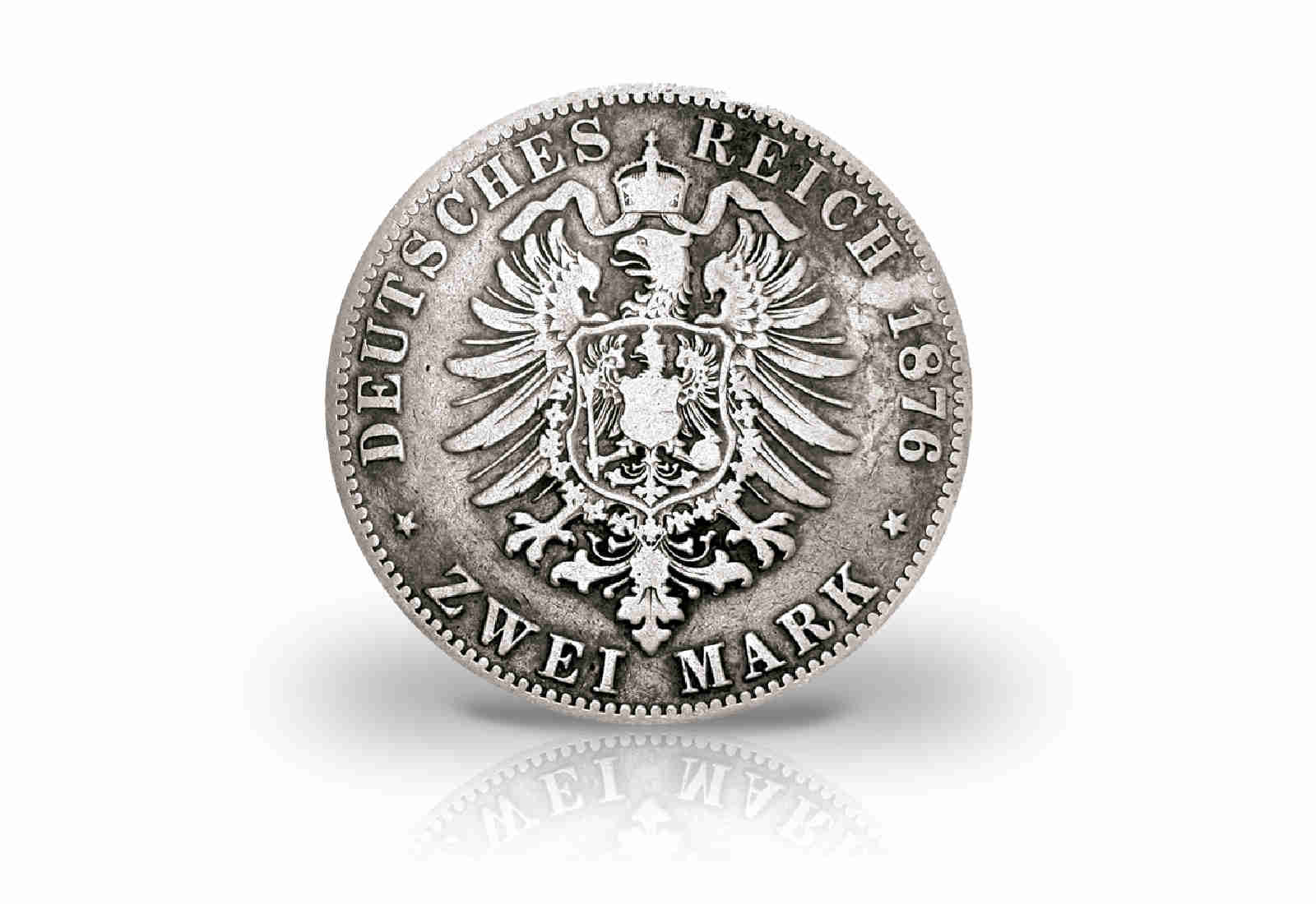 2 Mark 1876-1877 Deutsches Kaiserreich Anhalt Friedrich I. Herzogtum Jaeger-Nr. 19