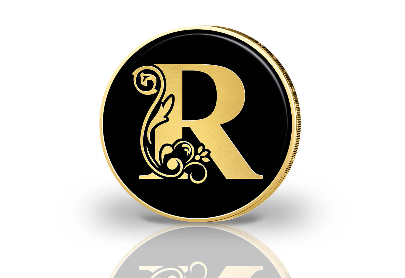 2 Euro vergoldet mit Farbmotiv Buchstabe R