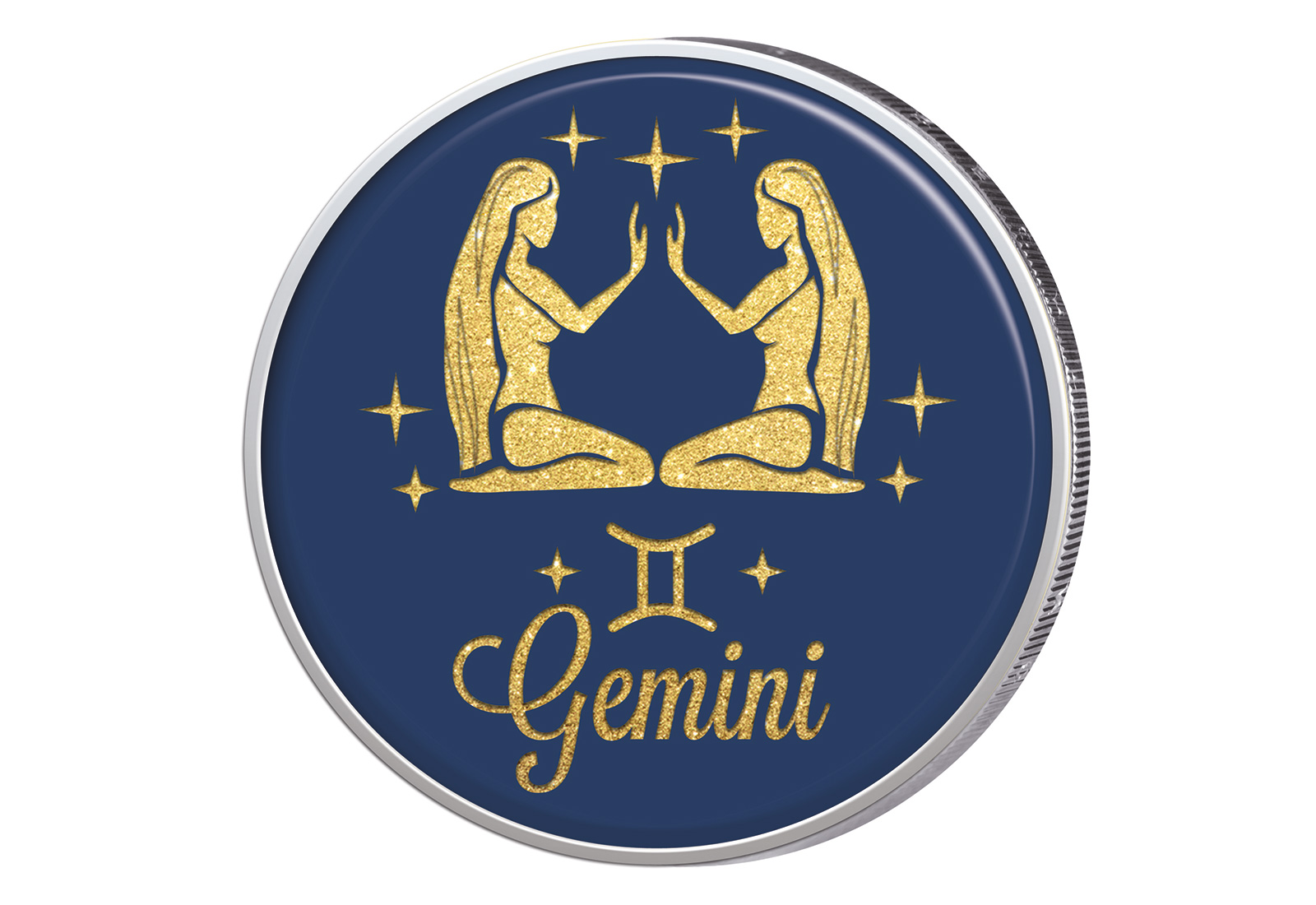 2 Euro mit Farbapplikation Sternzeichen Zwilling