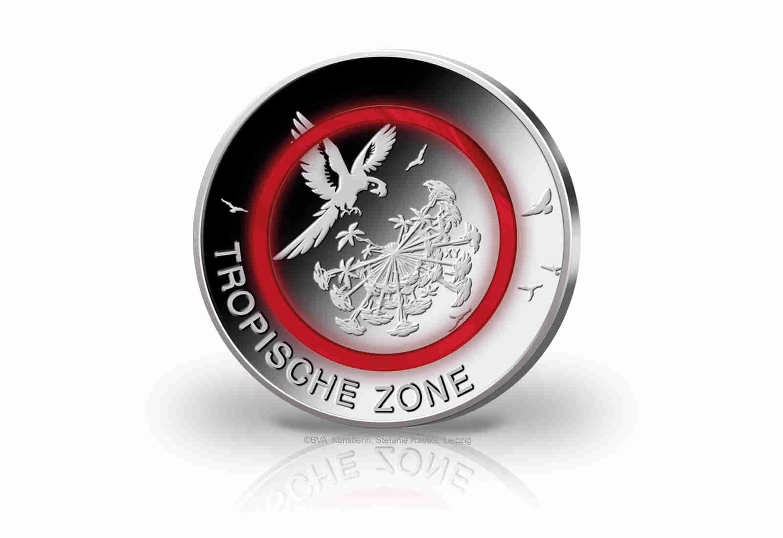 5 Euro 2017 Deutschland Tropische Zone mit rotem Polymerring st Prägestätte D