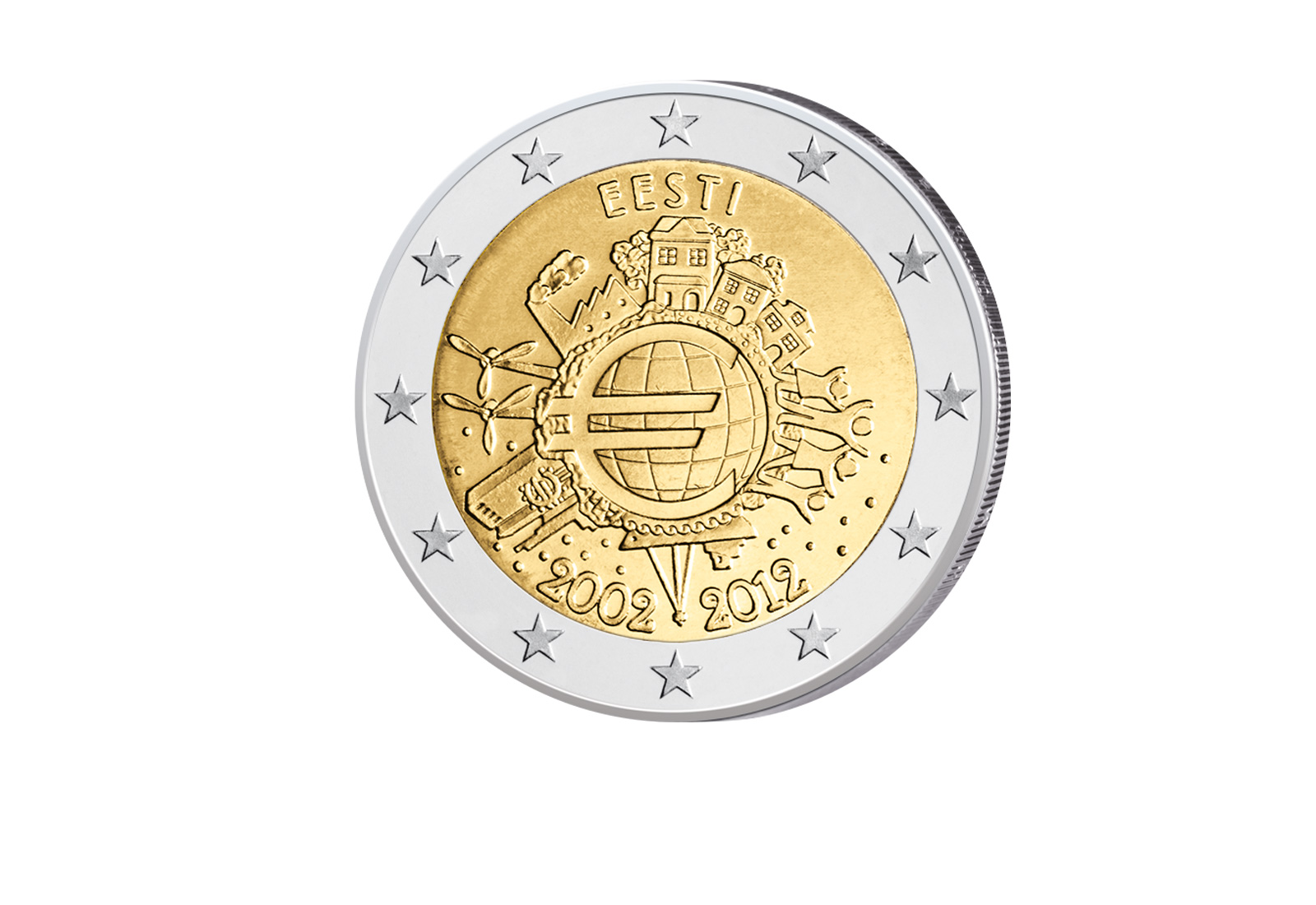 2 Euro 2012 Estland 10 Jahre Bargeld Gemeinschaftsausgabe bfr.