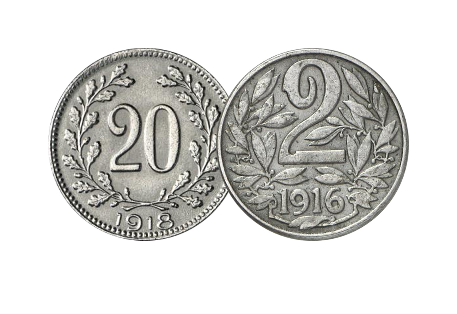 2er Set 20 Heller Österreich Karl I. 1916-1918 KM 2824 & 2826
