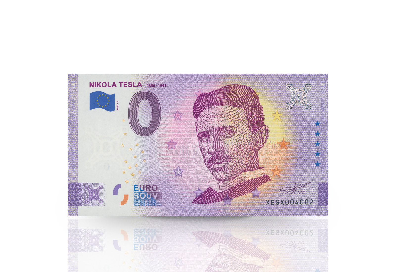 0 Euro Banknote Nikola Tesla Portrait Anniversary