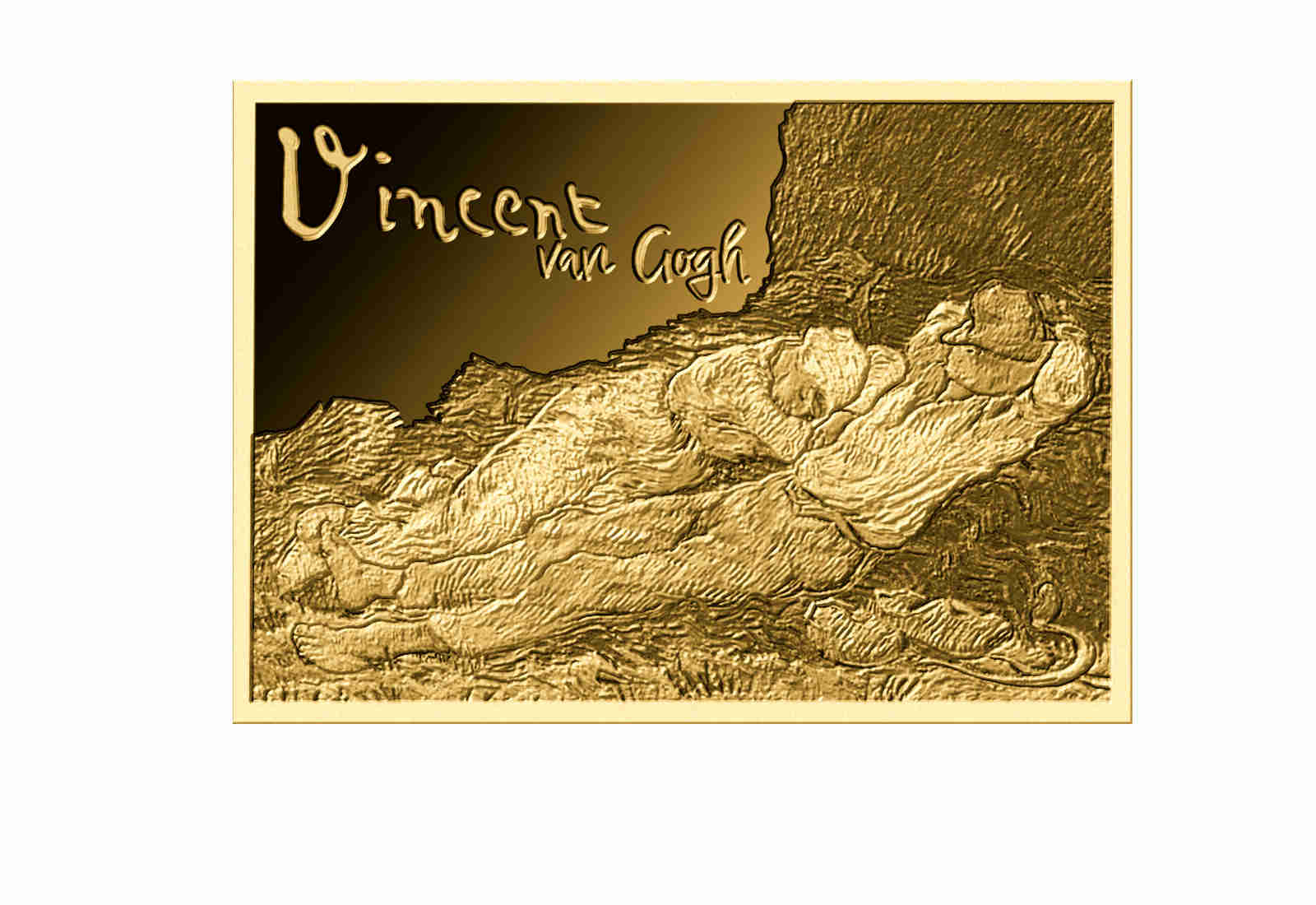 Goldmünze Motiv "Mittagsrast - Vincent van Gogh" Coincard 999/1000 Gold Geschenk