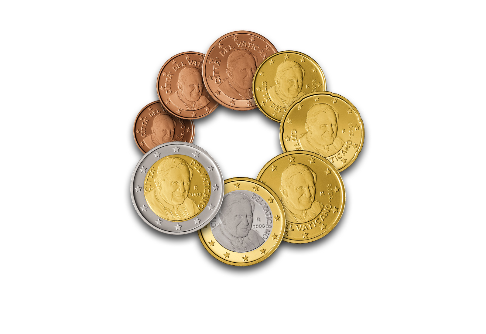 Kursmünzensatz 2008 Vatikan Papst Benedikt XVI. st