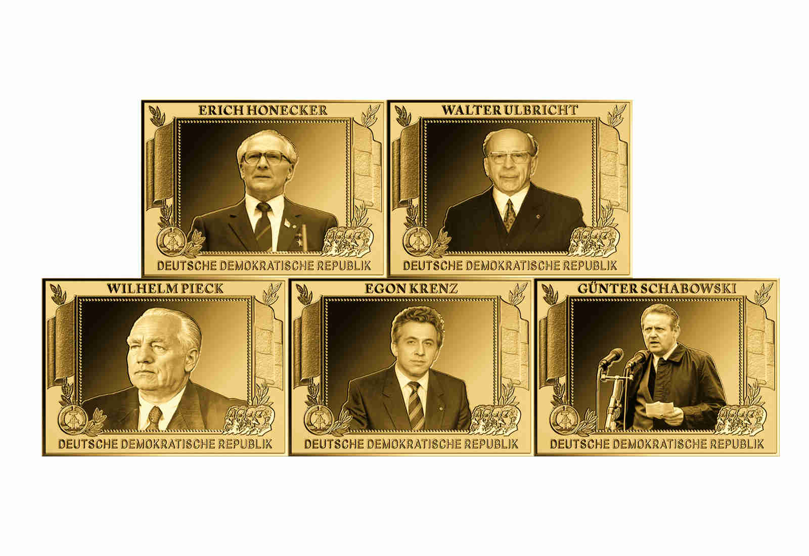 5er Set Goldbarren DDR-Ostalgie 999/1000 Feingold