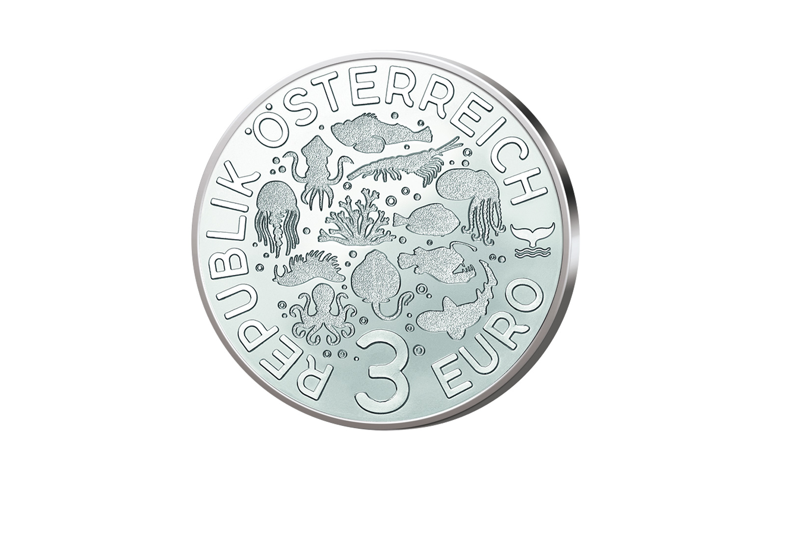 3 Euro 2024 Österreich Blauer Doktorfisch bfr.