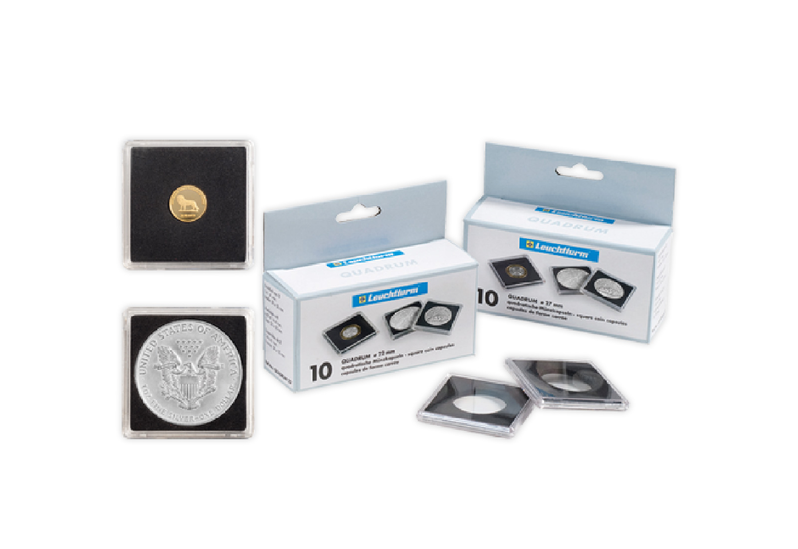 [20 mm] Leuchtturm Quadrum-Münzkapseln im 10er Pack