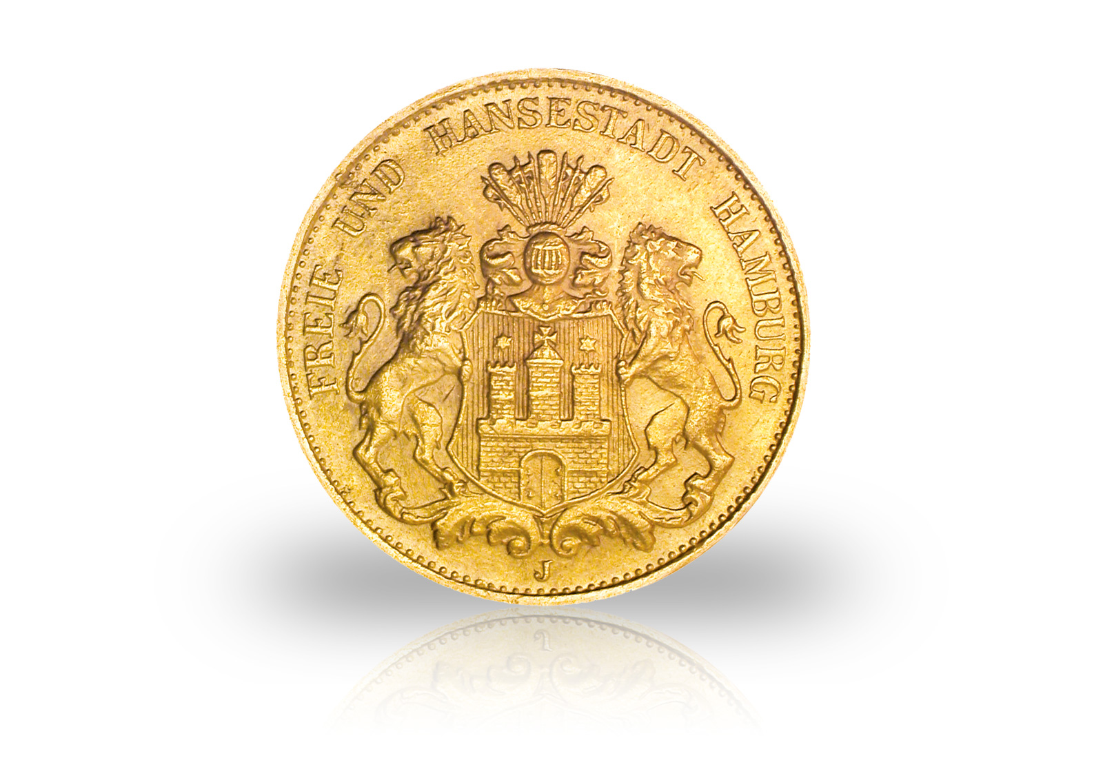 20 Mark Goldmünze 1875-1889 Kaiserreich Hamburger Wappen kleiner Adler Jaeger-Nr. 210