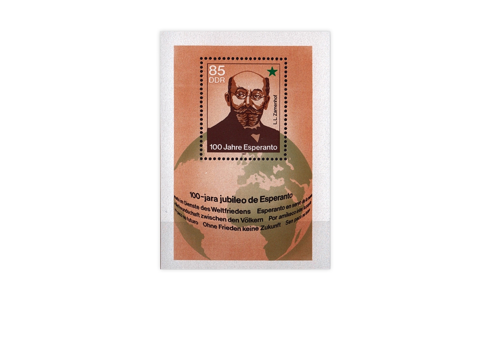 DDR Block 87 100 Jahre Esperanto 1987 gestempelt