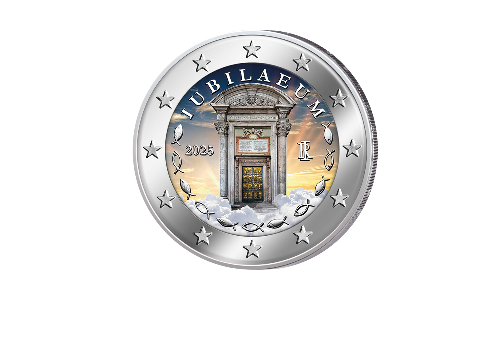 2 Euro 2025 Italien Jubiläum 2025 mit Farbapplikation