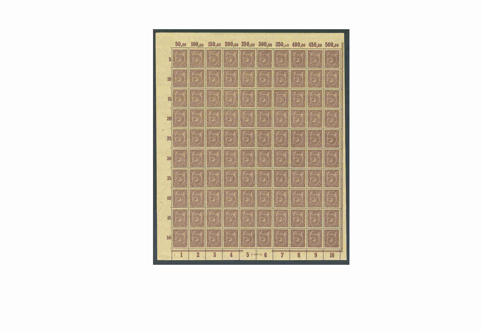 Briefmarke Deutsches Reich Mi-Nr. D 33 a postfrisch im kompletten Bogen