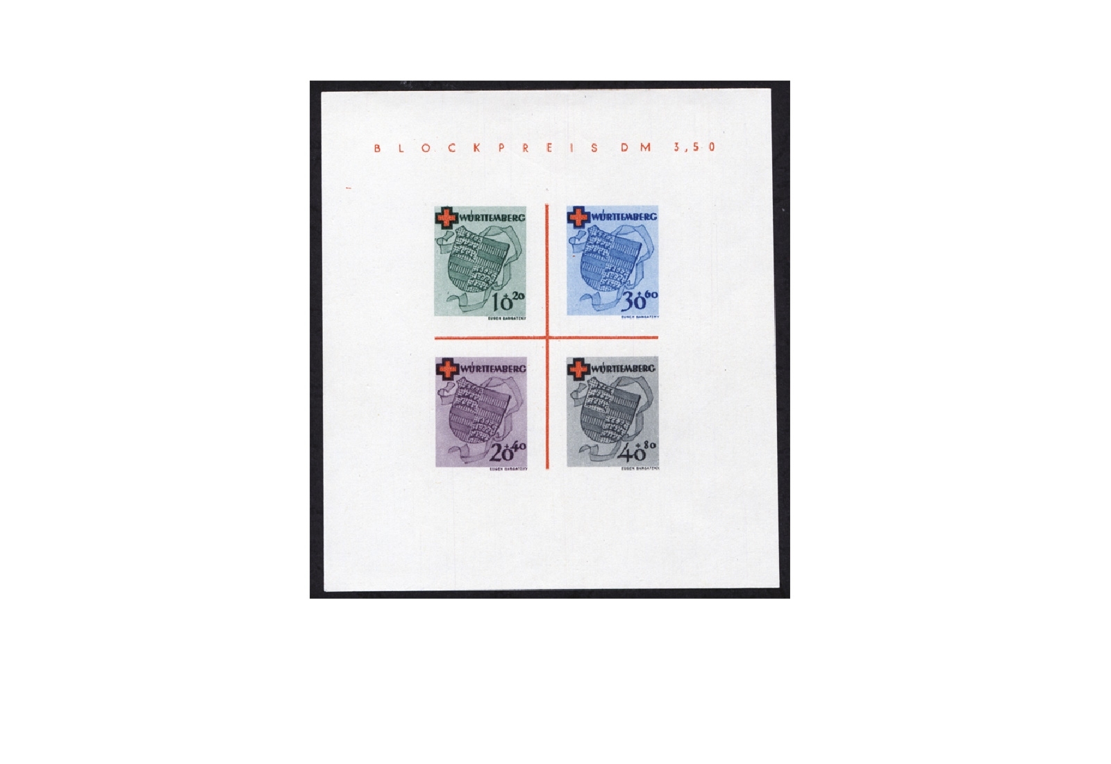 Württemberg Block 1 gestempelt geprüft