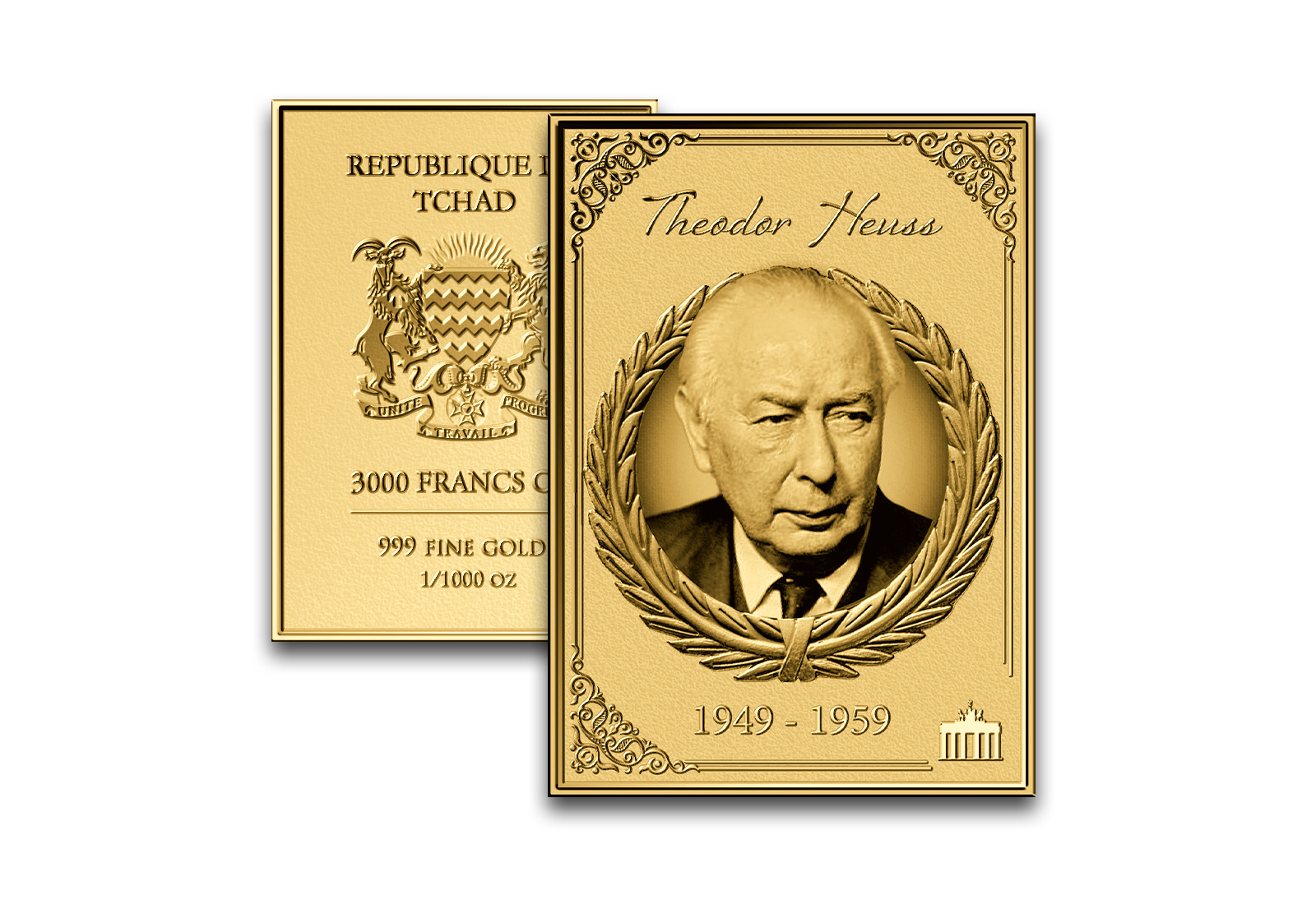 Goldmünzbarren Bundespräsident Theodor Heuss 999/1000 Gold