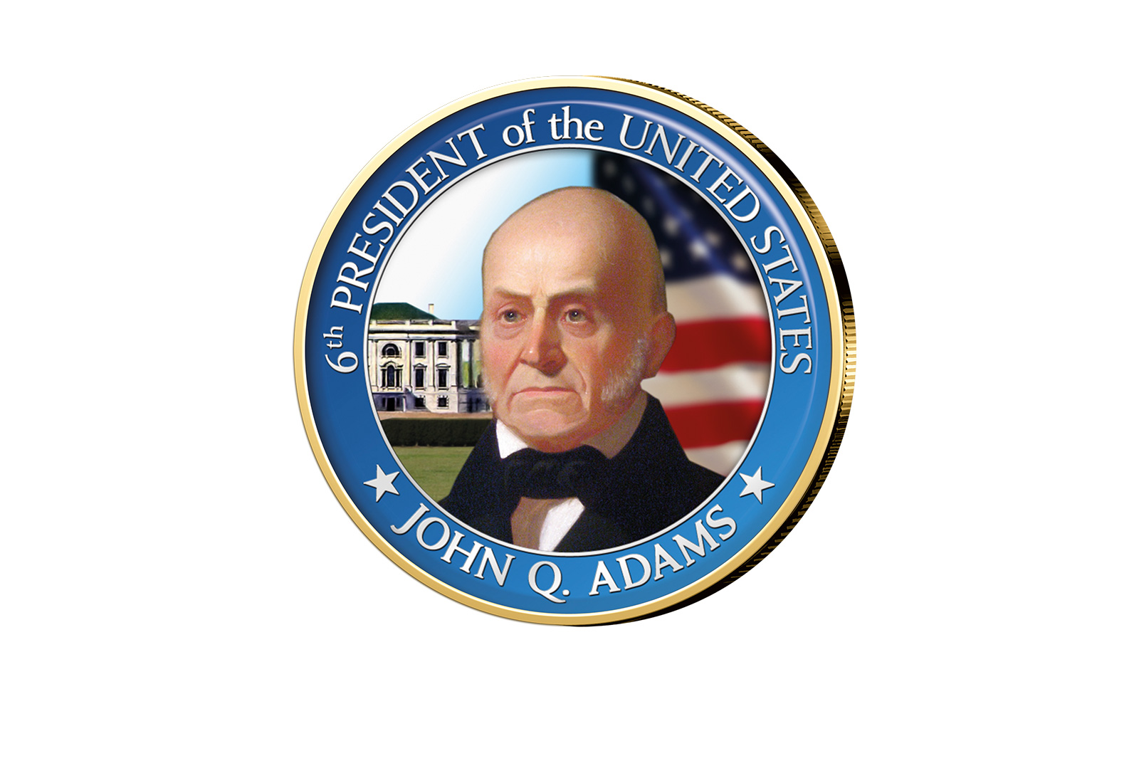 ½ Kennedy-Dollar USA mit Farbapplikation John Q. Adams