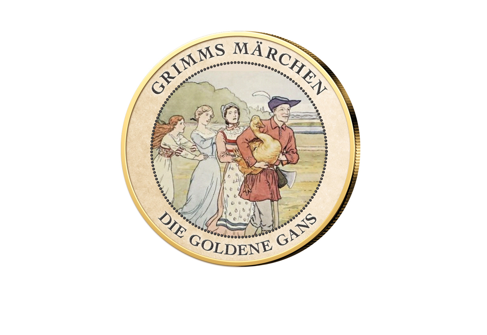 2 Euro vergoldet Die goldene Gans mit Farbmotiv