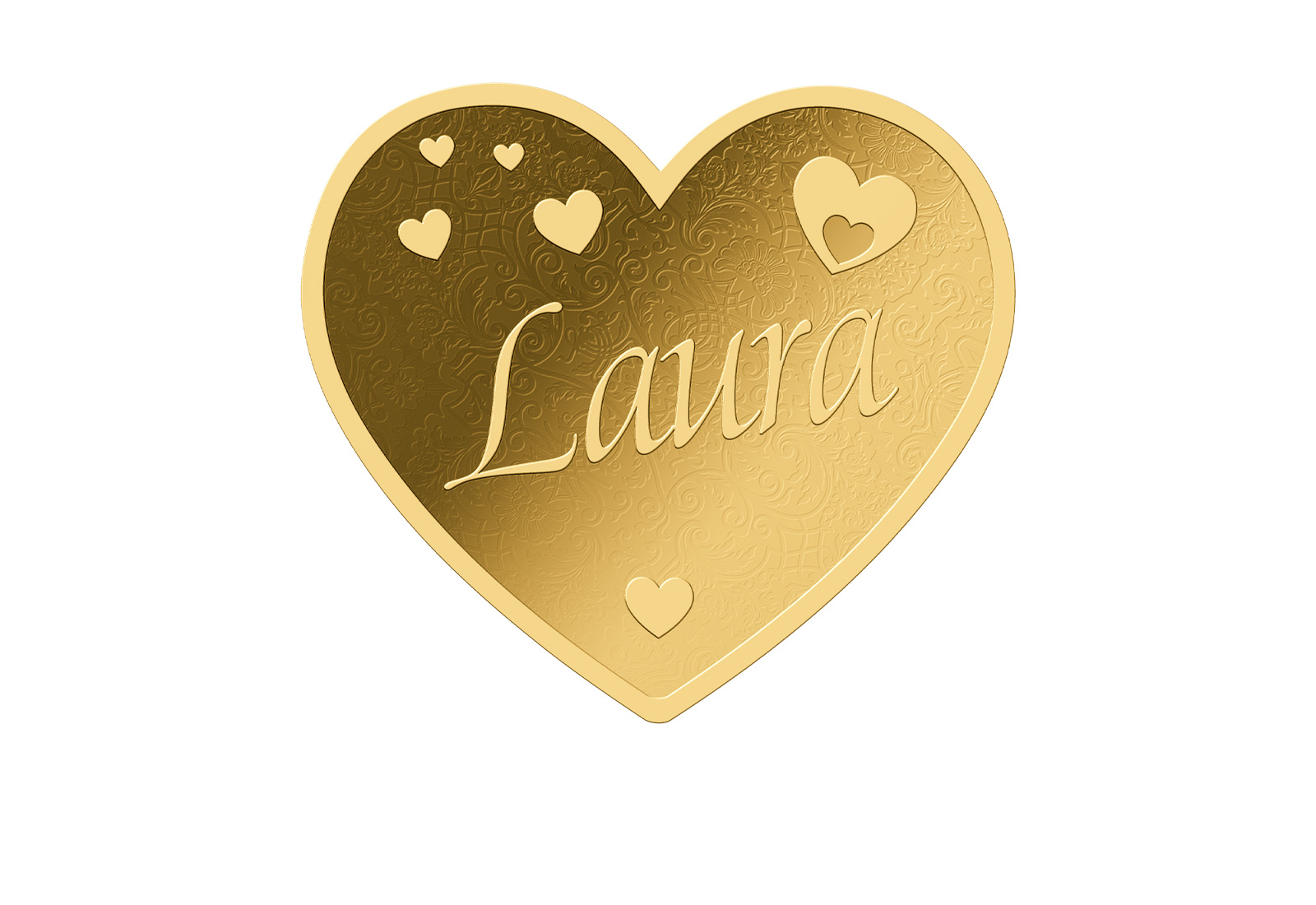 Goldmünze Motiv "Herz Laura" 999/1000 Gold im Geschenketui