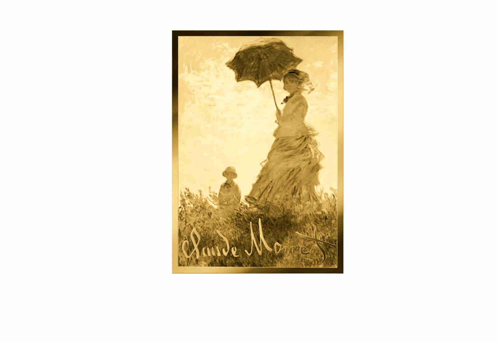 Goldmünze Motiv "Frau mit Sonnenschirm und Sohn" Coincard 999/1000 Gold Geschenk