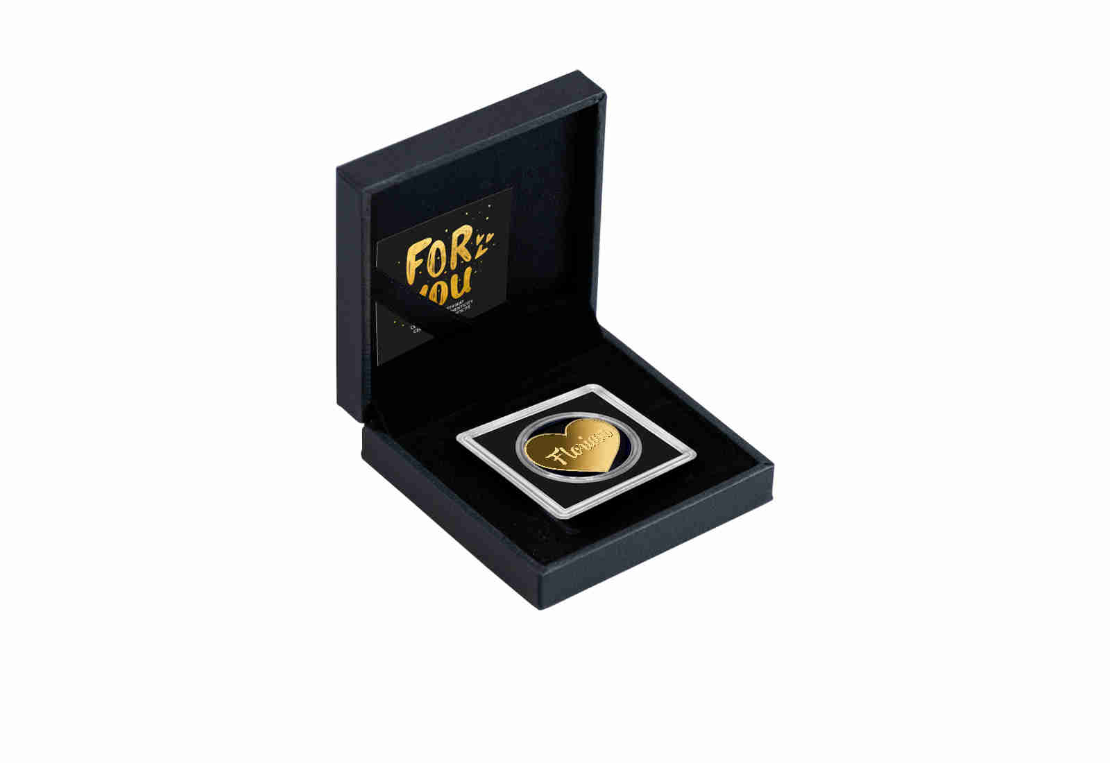 Goldmünze Motiv "Herz Florian" 999/1000 Gold im Geschenketui
